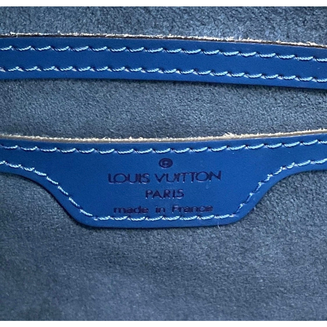 LOUIS VUITTON Soufflot Toledo Blue Epi Handbag W Pouch EUC