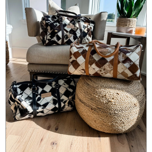 Boho Luxe Duffle Weekender Leather Hairon Cowhide Travel