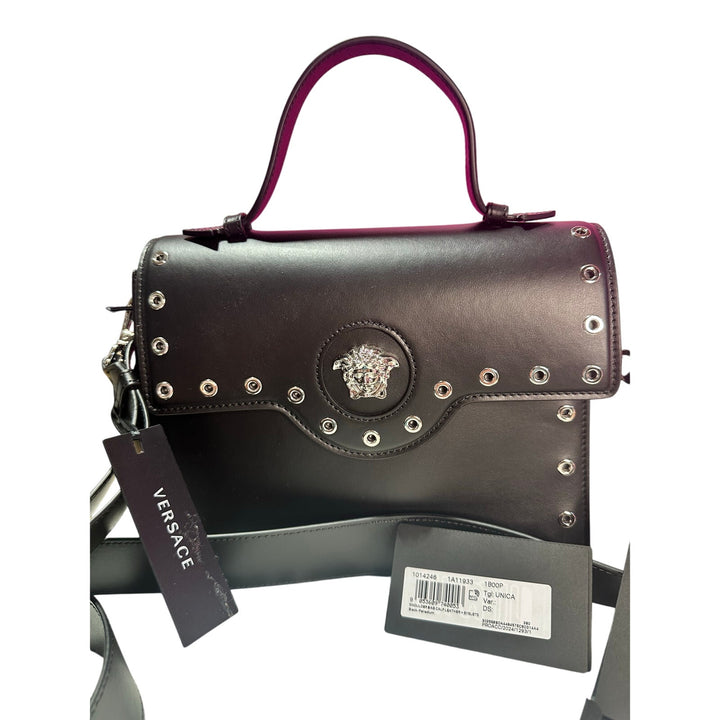 Versace Medusa calf leather eyelet shoulder bag