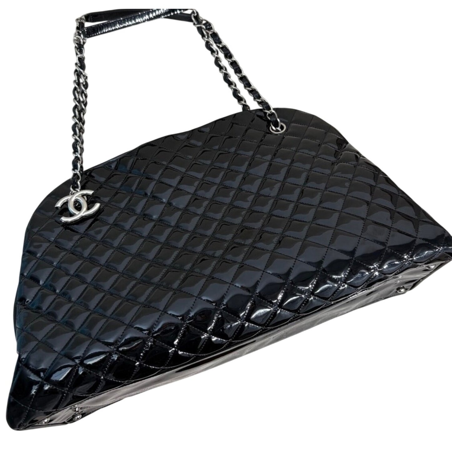 Chanel Black Quilted Patent Leather XL Just Mademoiselle Pristine