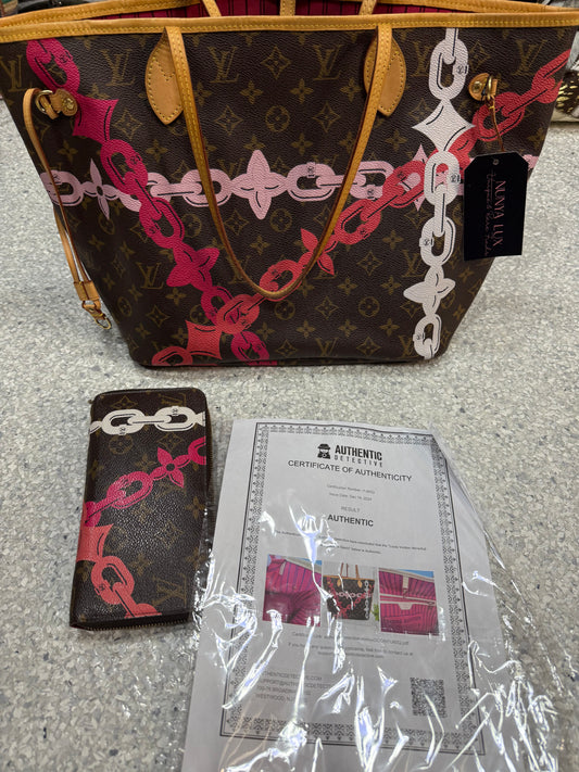Monogram Chains Neverful Nautical with Matching Wallet
