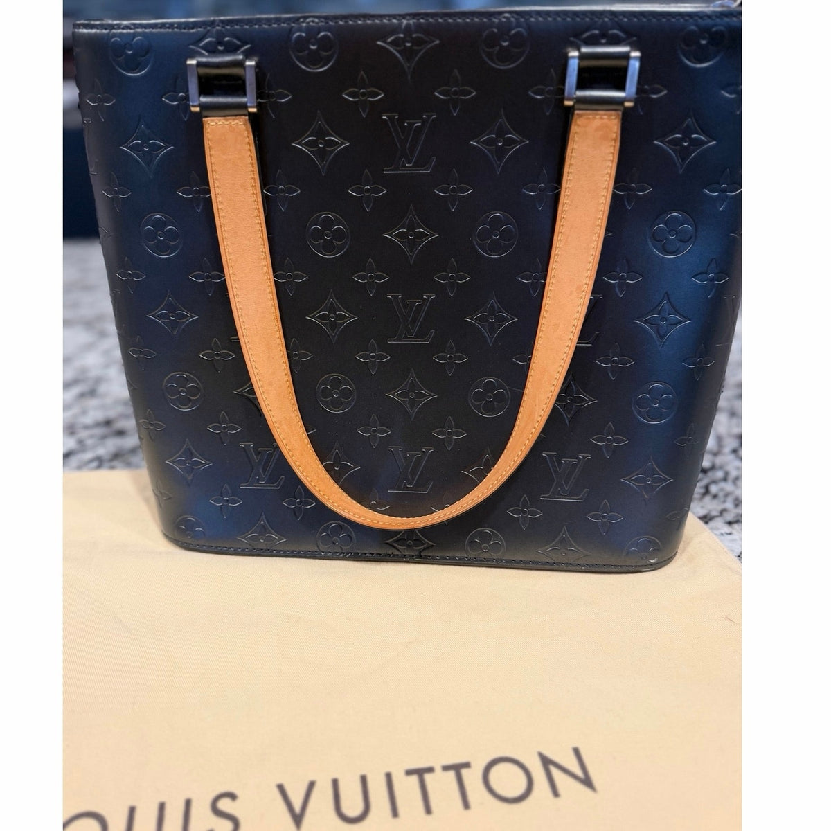 Louis Vuitton Monogram Mat Stockton tote bag black,monogram pattern & Wallet