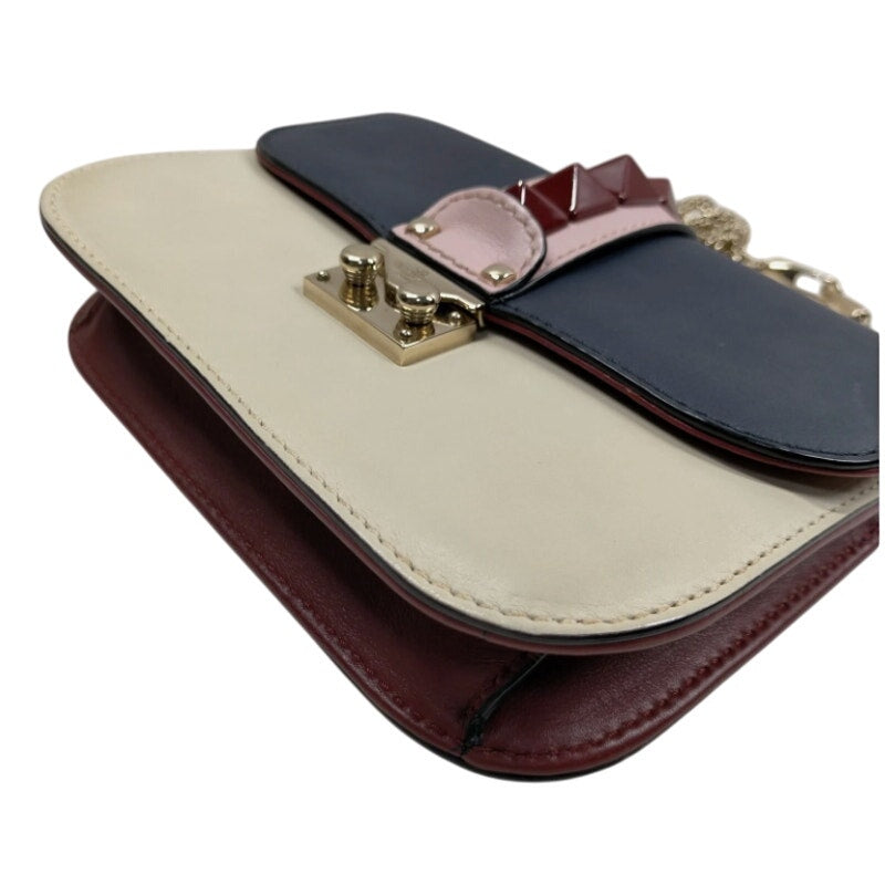 Valentino Tri Color Leather Rockstud Medium Glam Lock Flap Bag