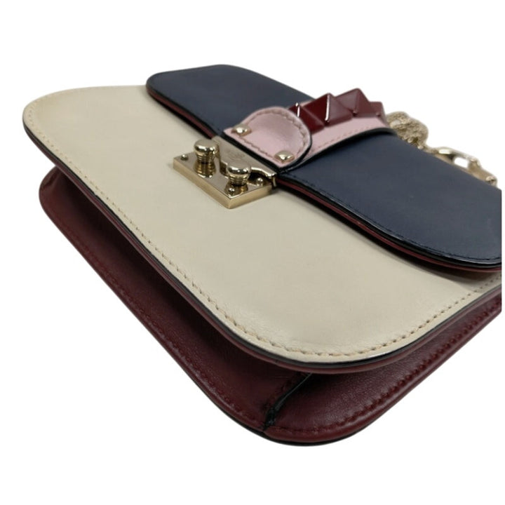 Valentino Tri Color Leather Rockstud Medium Glam Lock Flap Bag