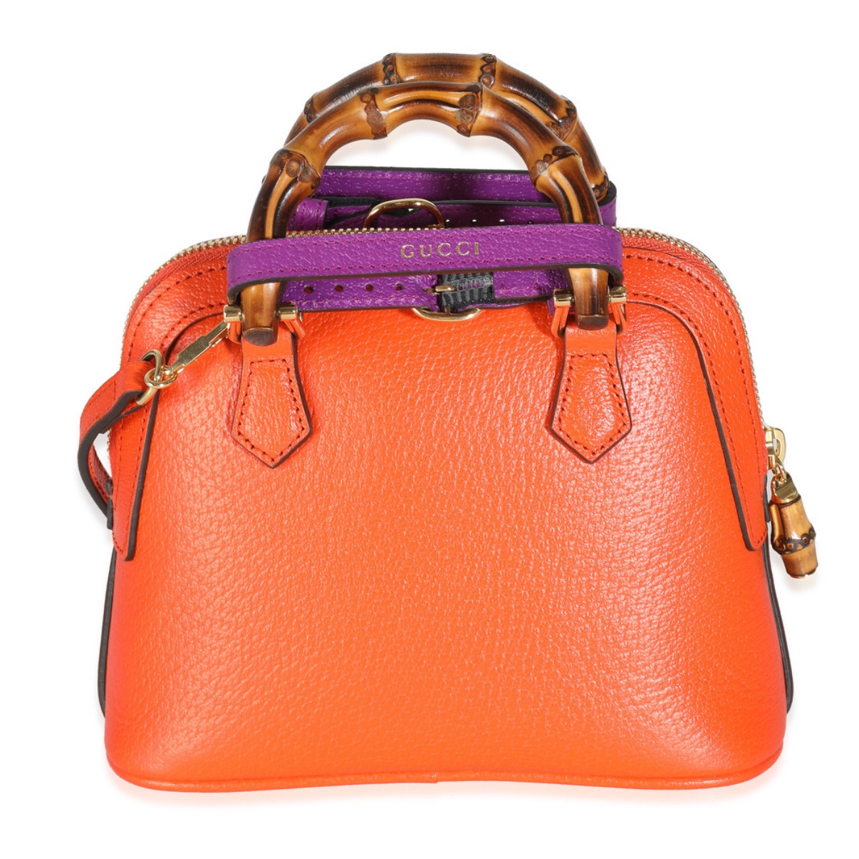 Gucci Orange Textured Dollar Calfskin Mini Diana Dome Tote SOLD OUT STYLE NWT