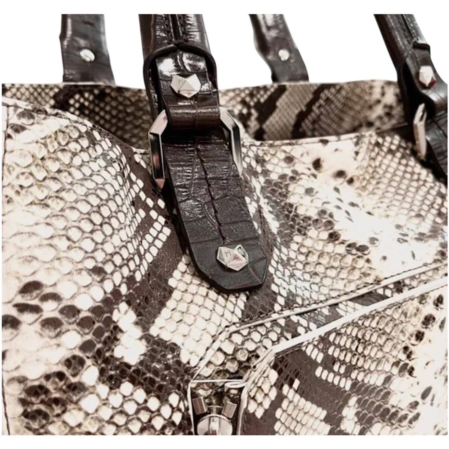 HENRI BENDEL LARGE LEATHER SNAKE PRINT TOTE NWOT