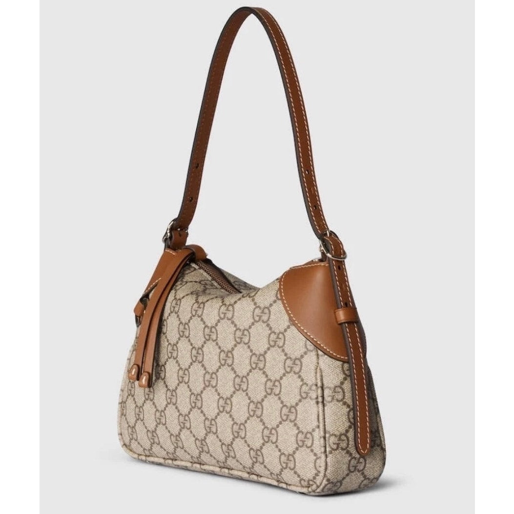 Gucci Emblem Small Shoulder Bag Beige Brown NWT