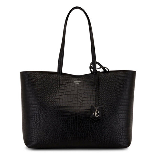 Jimmy Choo Nine2Five East-West Tote,sleek black crocodile-embossed leather NWT