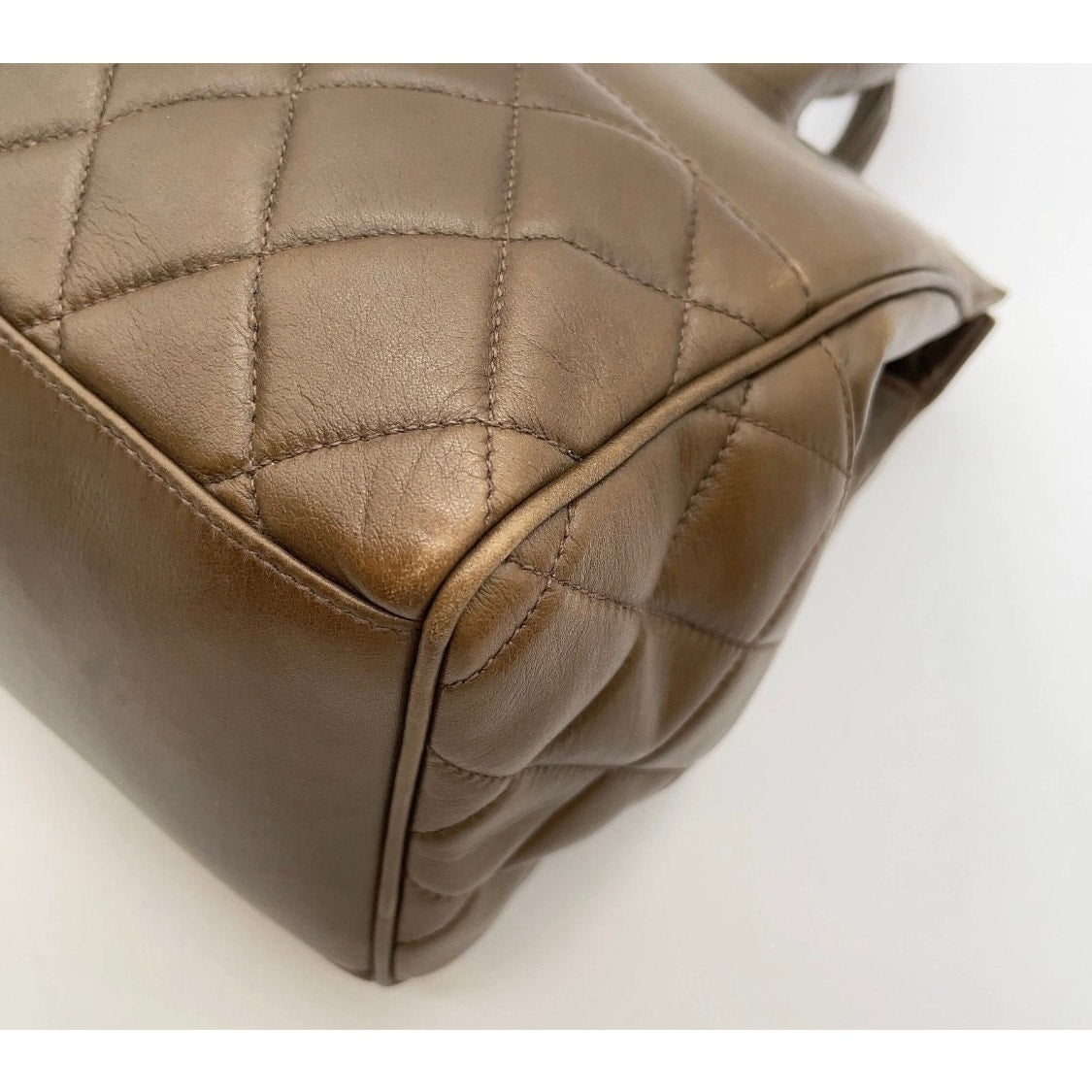 Chanel Vintage Lambskin 1980’s Matelasse Brown Handbag