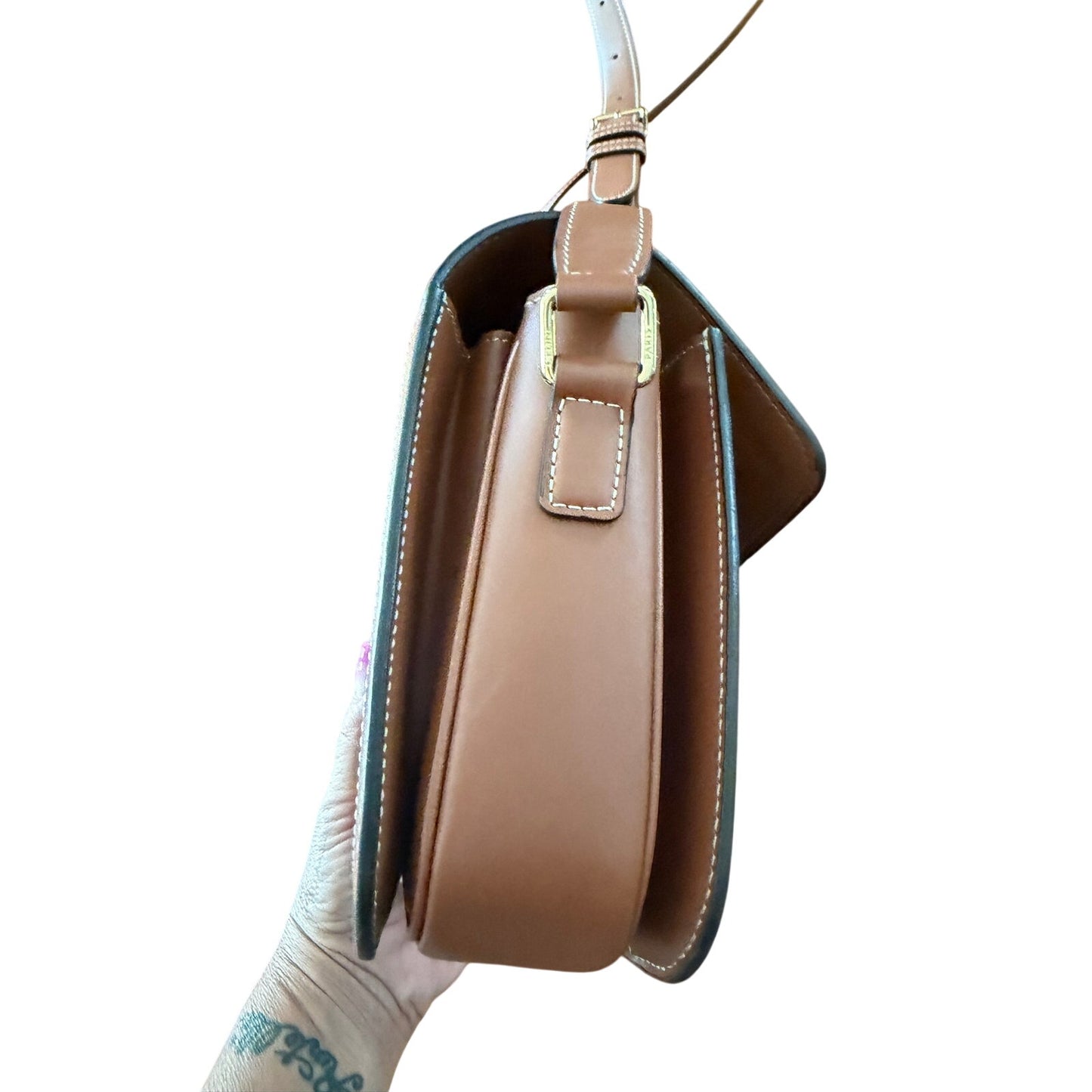 CELINE CLASSIQUE TRIOMPHE BAG IN TRIOMPHE CANVAS AND CALFSKIN