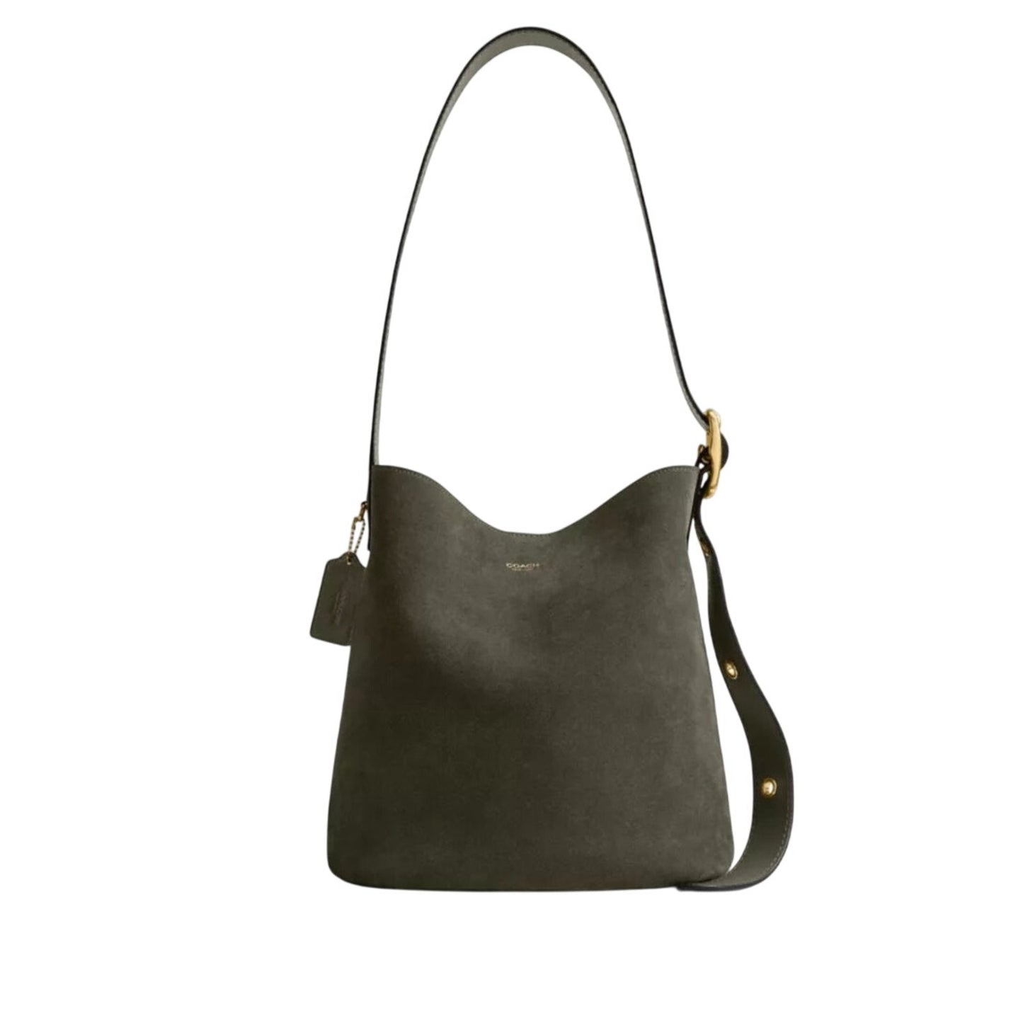 Coach Bleecker Bucket Bag w/ Detachable Pouch Olive Green Suede NWT