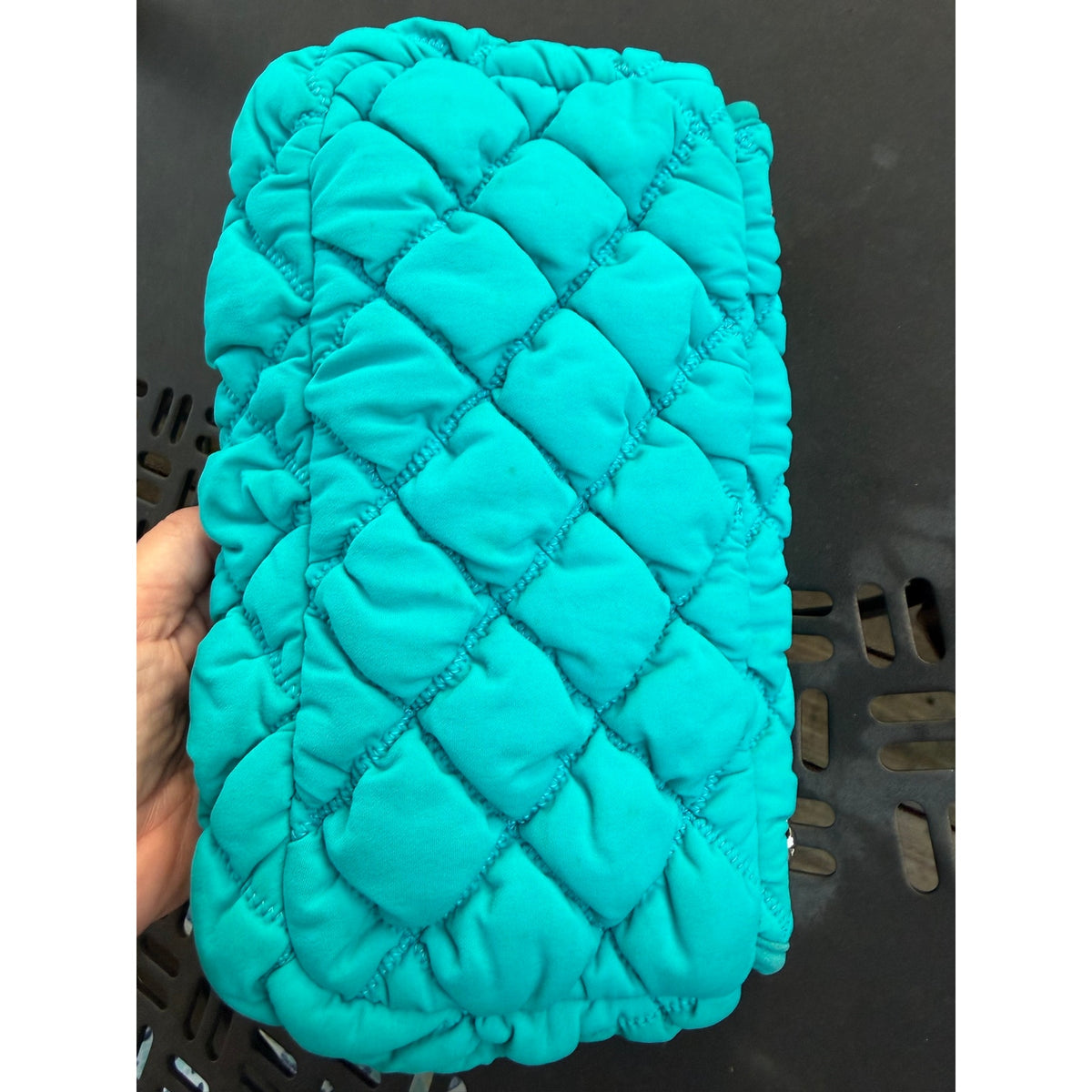 CHANEL BLUE TURQUOISE FABRIC SHOULDER FLAP BAG