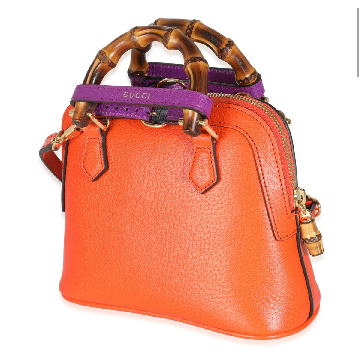 Gucci Orange Textured Dollar Calfskin Mini Diana Dome Tote SOLD OUT STYLE NWT