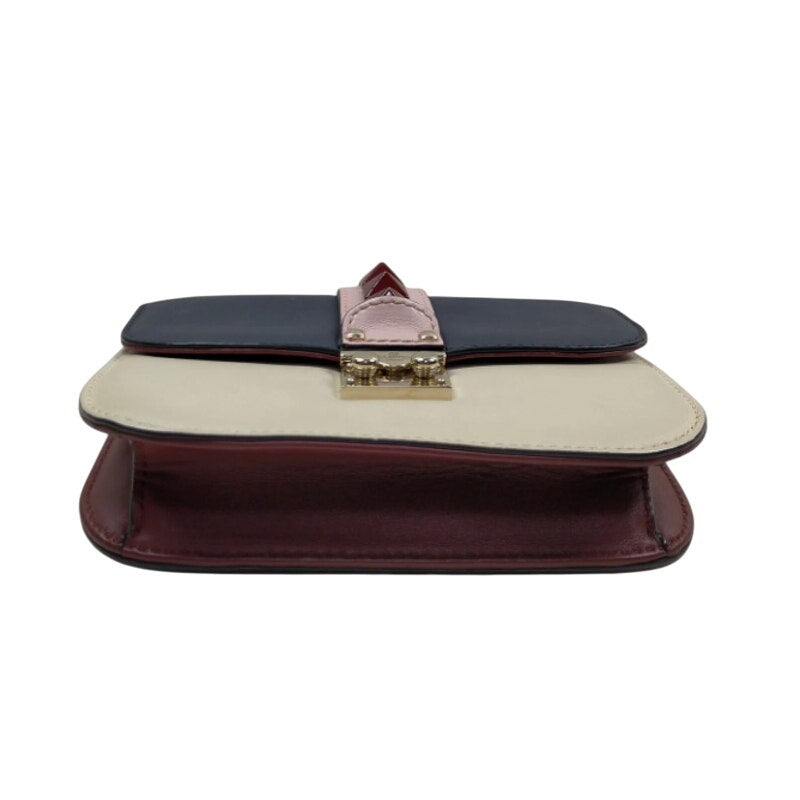 Valentino Tri Color Leather Rockstud Medium Glam Lock Flap Bag