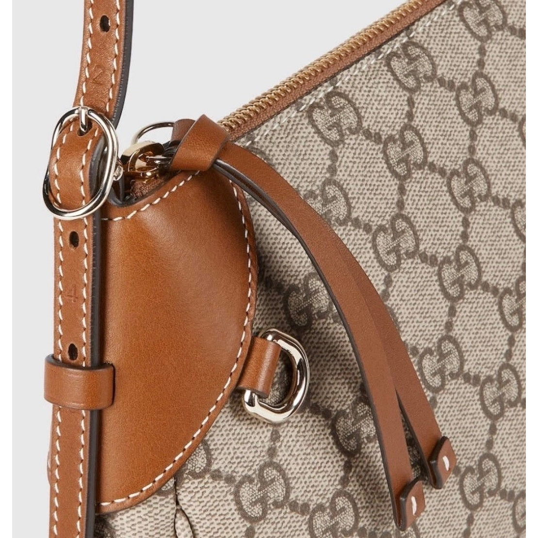 Gucci Emblem Small Shoulder Bag Beige Brown NWT