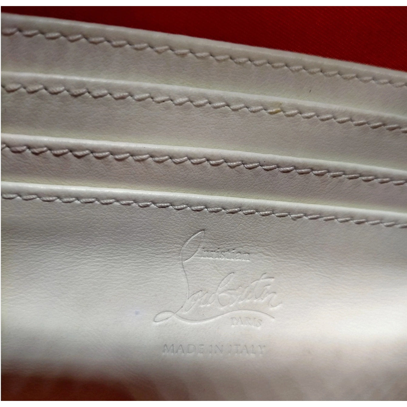 Christian Lou Boutin Leather Belt Bag White/Red EUC