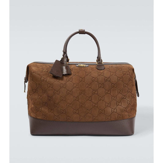 LIMITED EDITION Gucci GG Suede Duffle Bag in brown 19.7"W x 12.6"H x 10.6"D
