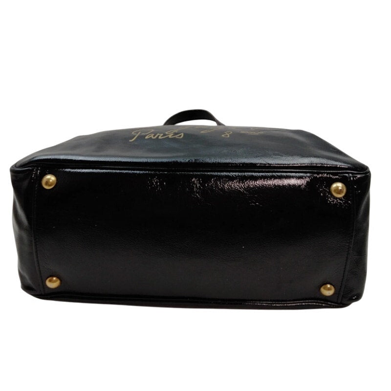 YVES SAINT LAURENT RIVE GAUNCH BLACK PATTON LEATHER TOTE EUC