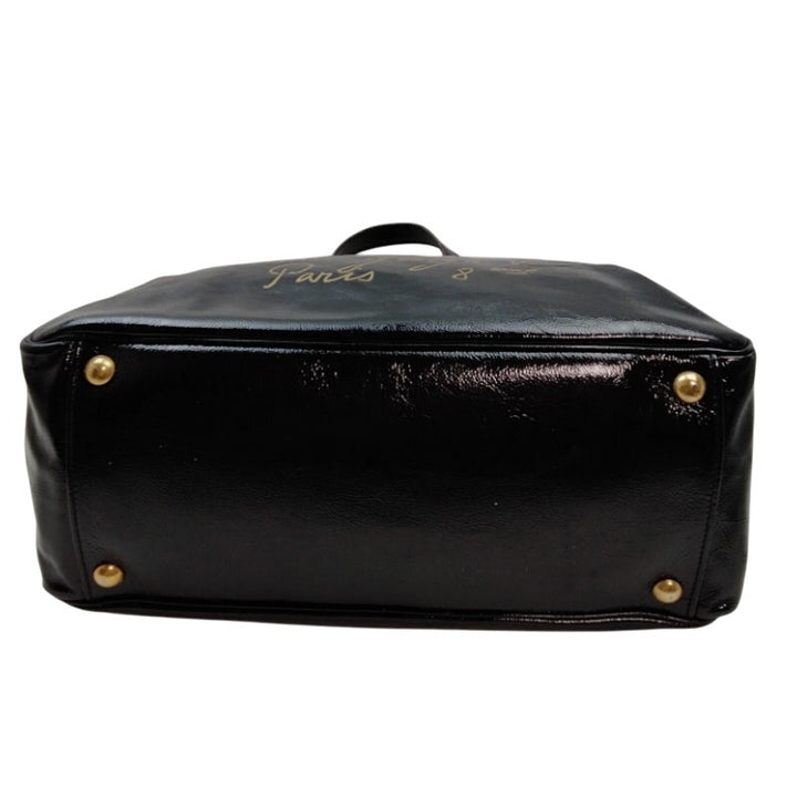 YVES SAINT LAURENT RIVE GAUNCH BLACK PATTON LEATHER TOTE EUC