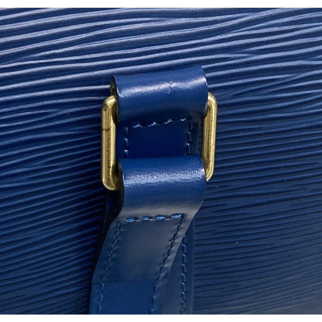 LOUIS VUITTON Soufflot Toledo Blue Epi Handbag W Pouch EUC