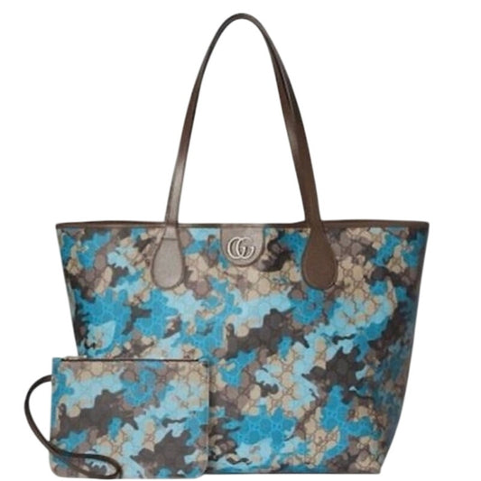 becca Gucci Large Blue Camouflage Marbled GG Monogram Shopper NWT