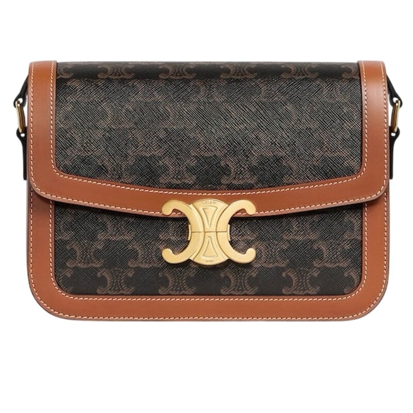 CELINE CLASSIQUE TRIOMPHE BAG IN TRIOMPHE CANVAS AND CALFSKIN