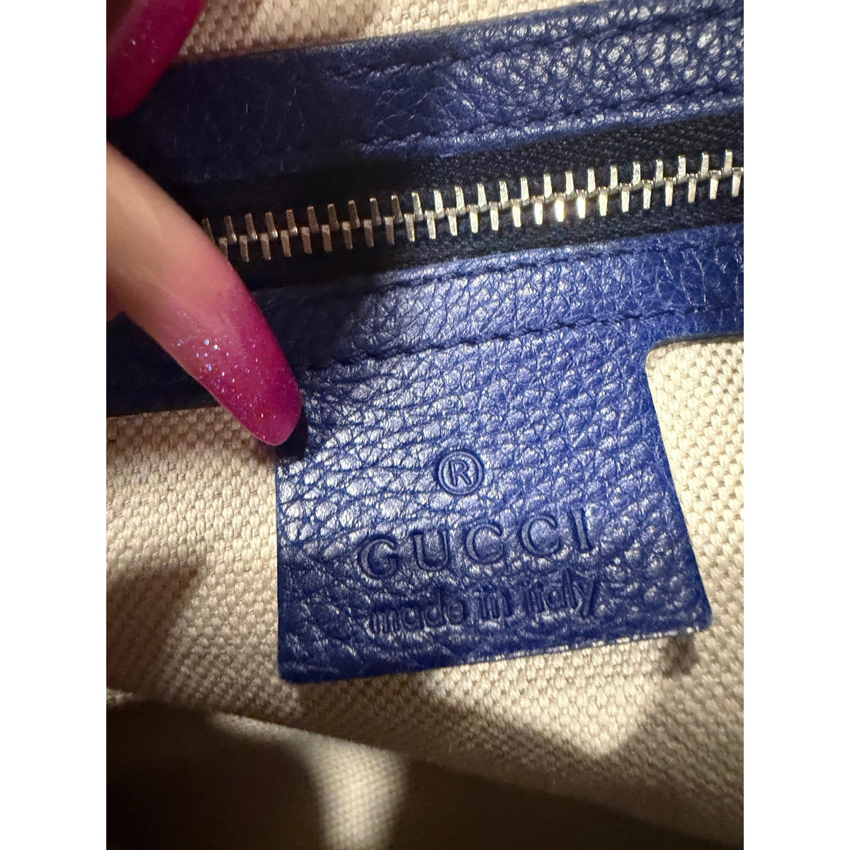 Gucci Techno Horsebit Hobo Blue EUC