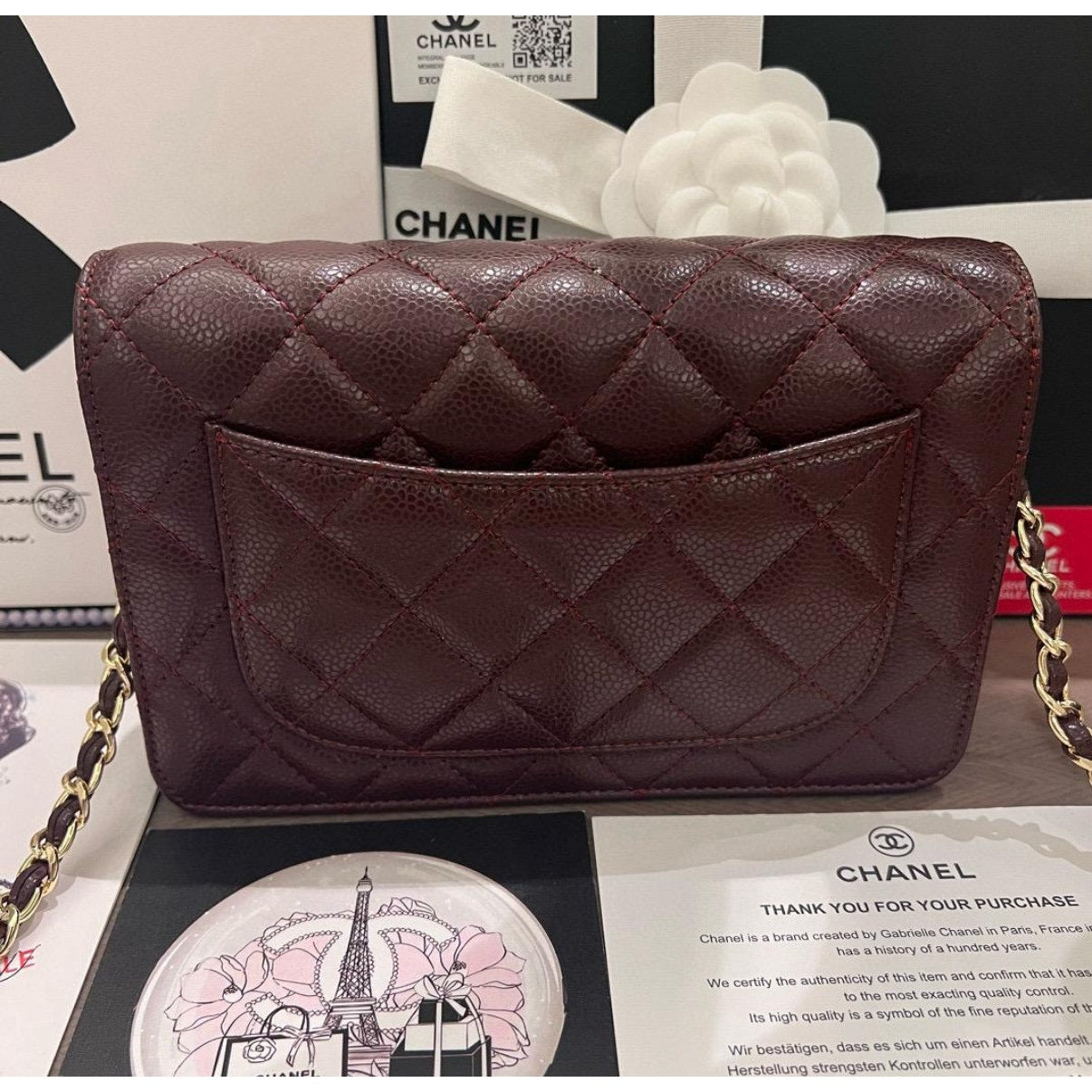 Chanel Beauty WOC, Bordeaux with Gold Hardware