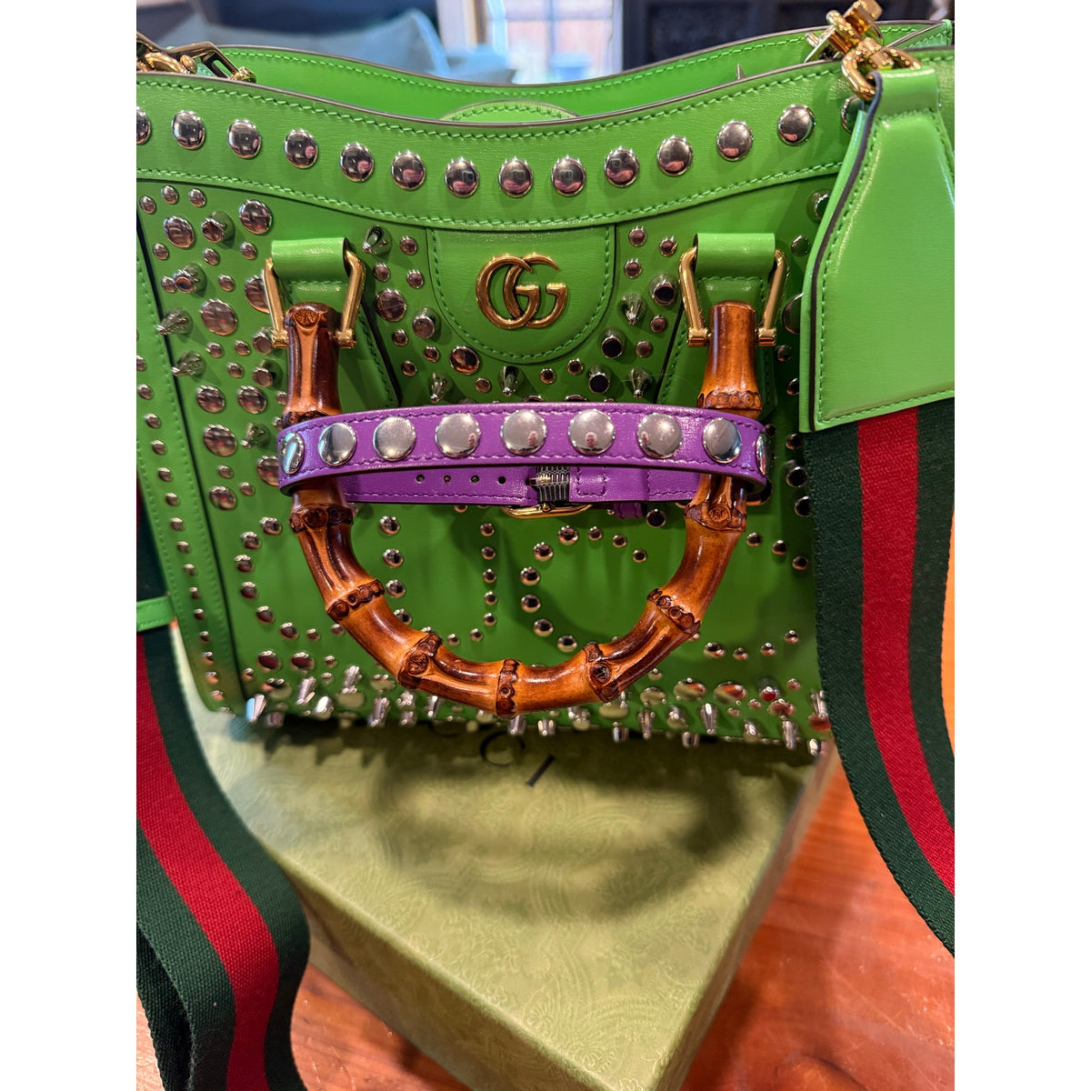 LIMITED EDITION GUCCI 2023 SPECIAL PROJECT GREEN SPIKED BAMBOO - NWT MSRP 9890
