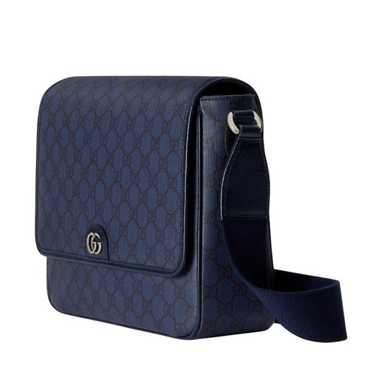 Gucci Ophidia Tender GG Supreme Monogram Textured Dollar Calfskin Ophidia Messenger Bag Dark Blue NWT