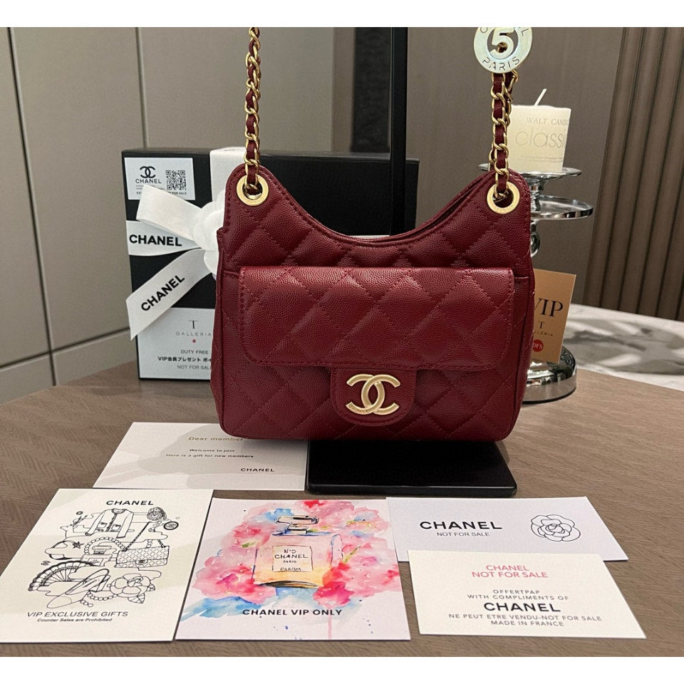 Chanel Beaute NEW Makeup Quilted Novelty Bag Red with Gold Hardware