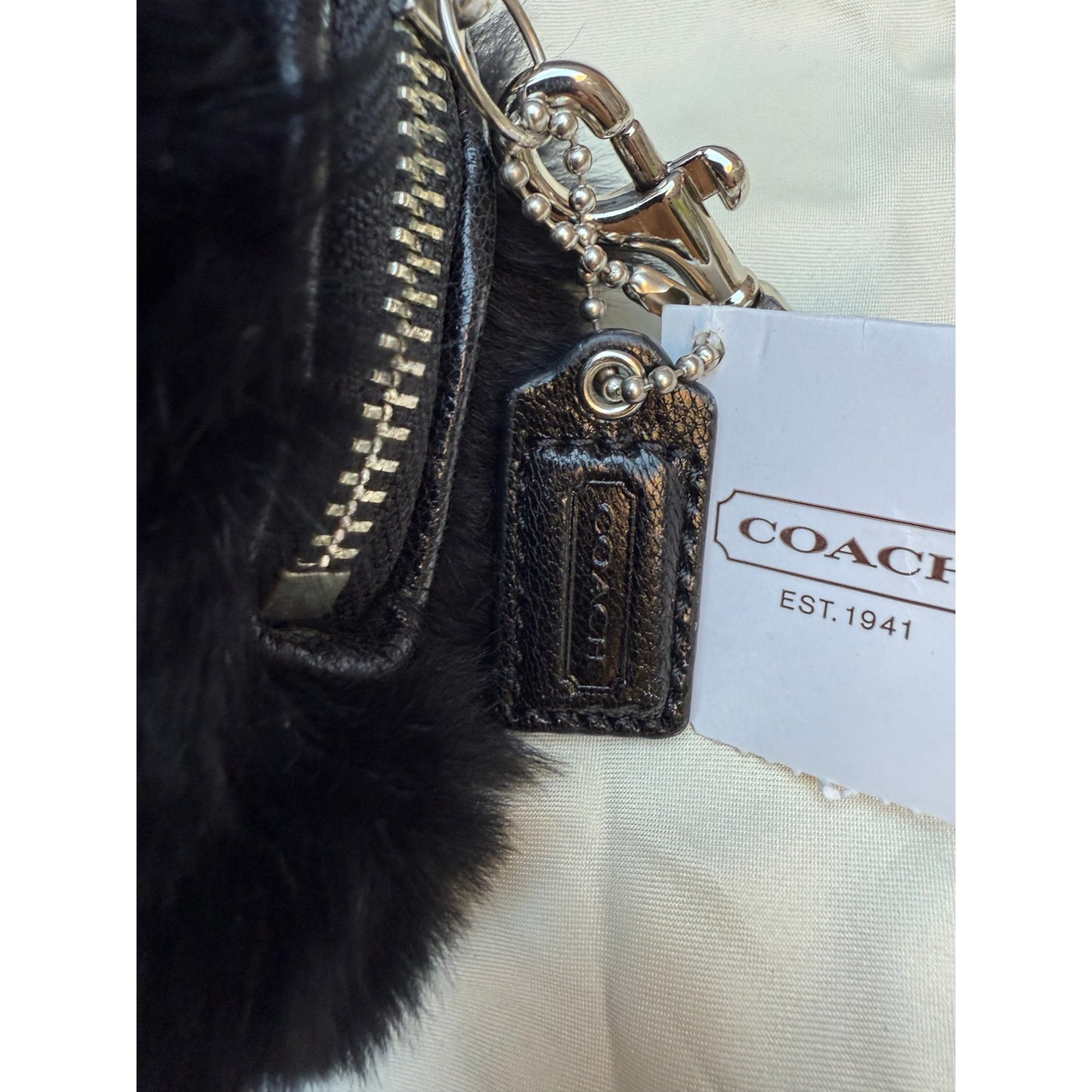 COACH MADISON RABBIT FUR WRISTLET NWT