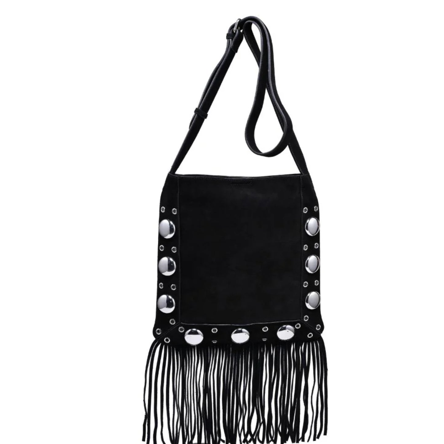Moda Luxe Courtney Fringe Forward Crossbody BLACK NWT