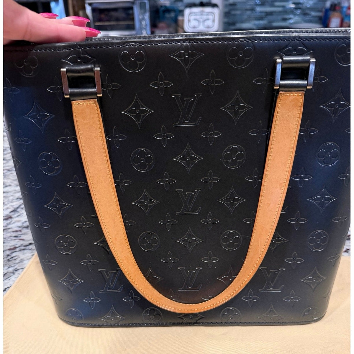 Louis Vuitton Monogram Mat Stockton tote bag black,monogram pattern & Wallet