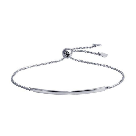 Adornia Curved Bar Bracelet with Pull Ties silver