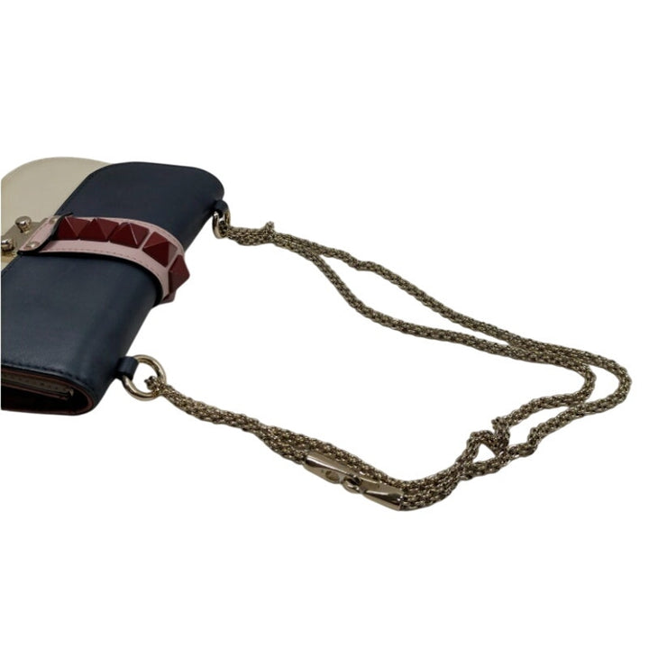 Valentino Tri Color Leather Rockstud Medium Glam Lock Flap Bag