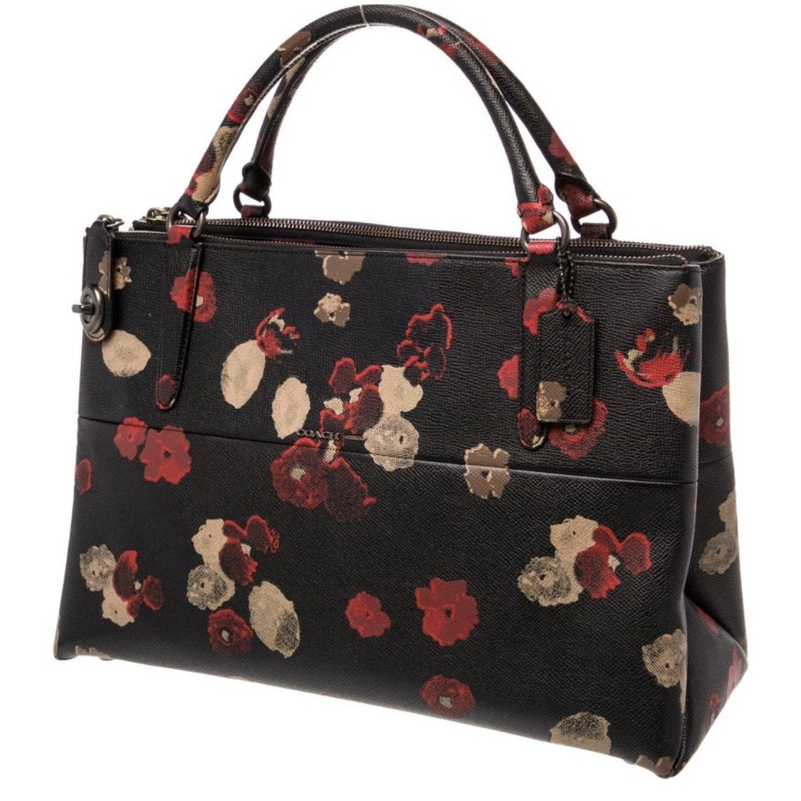 GORGEOUS COACH TURNLOCK BOROUGH BAG IN FLORAL PRINT LEATHER EUC