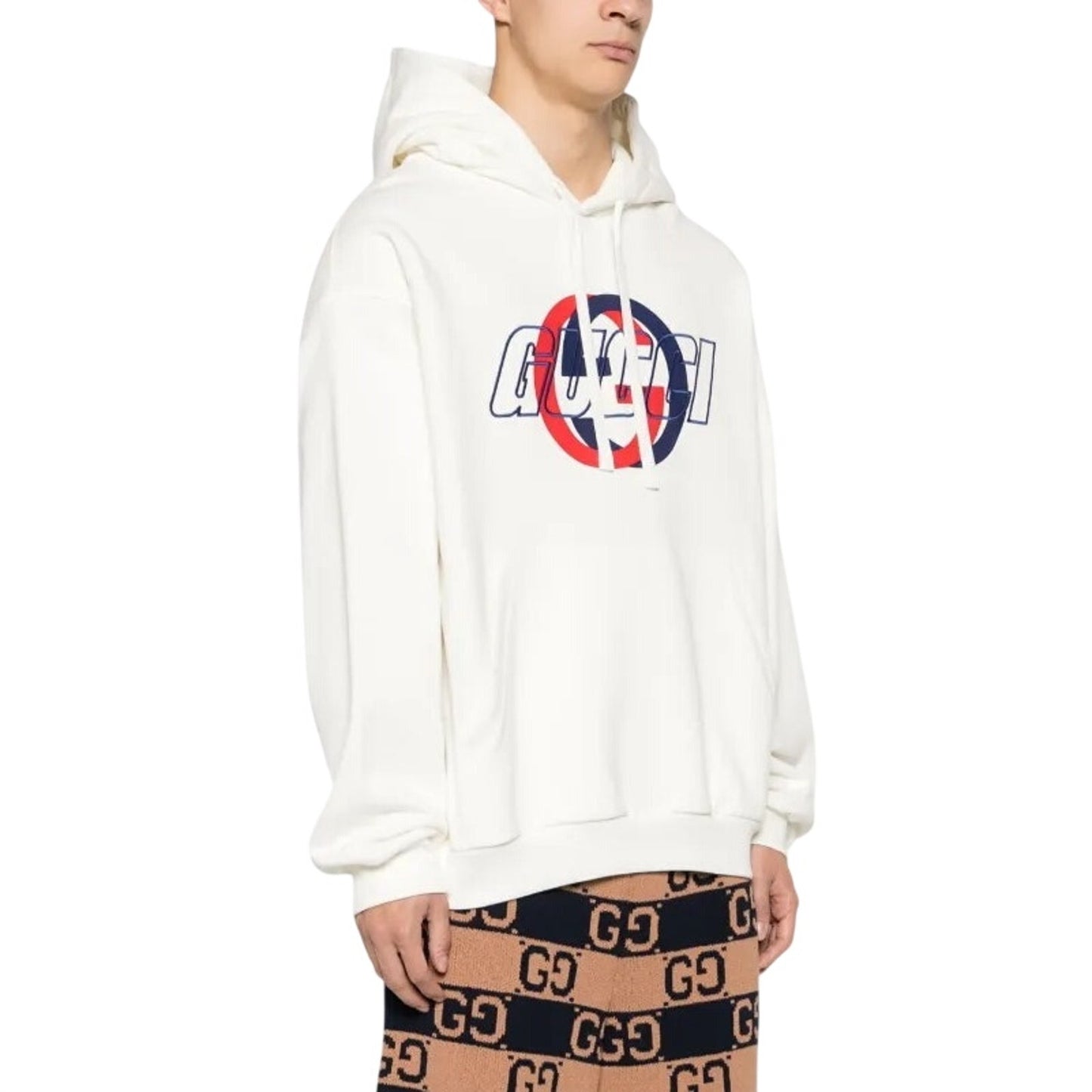 Gucci Interlocking G cotton hooded sweatshirt  multicolored logo motif NWT SZ SMALL