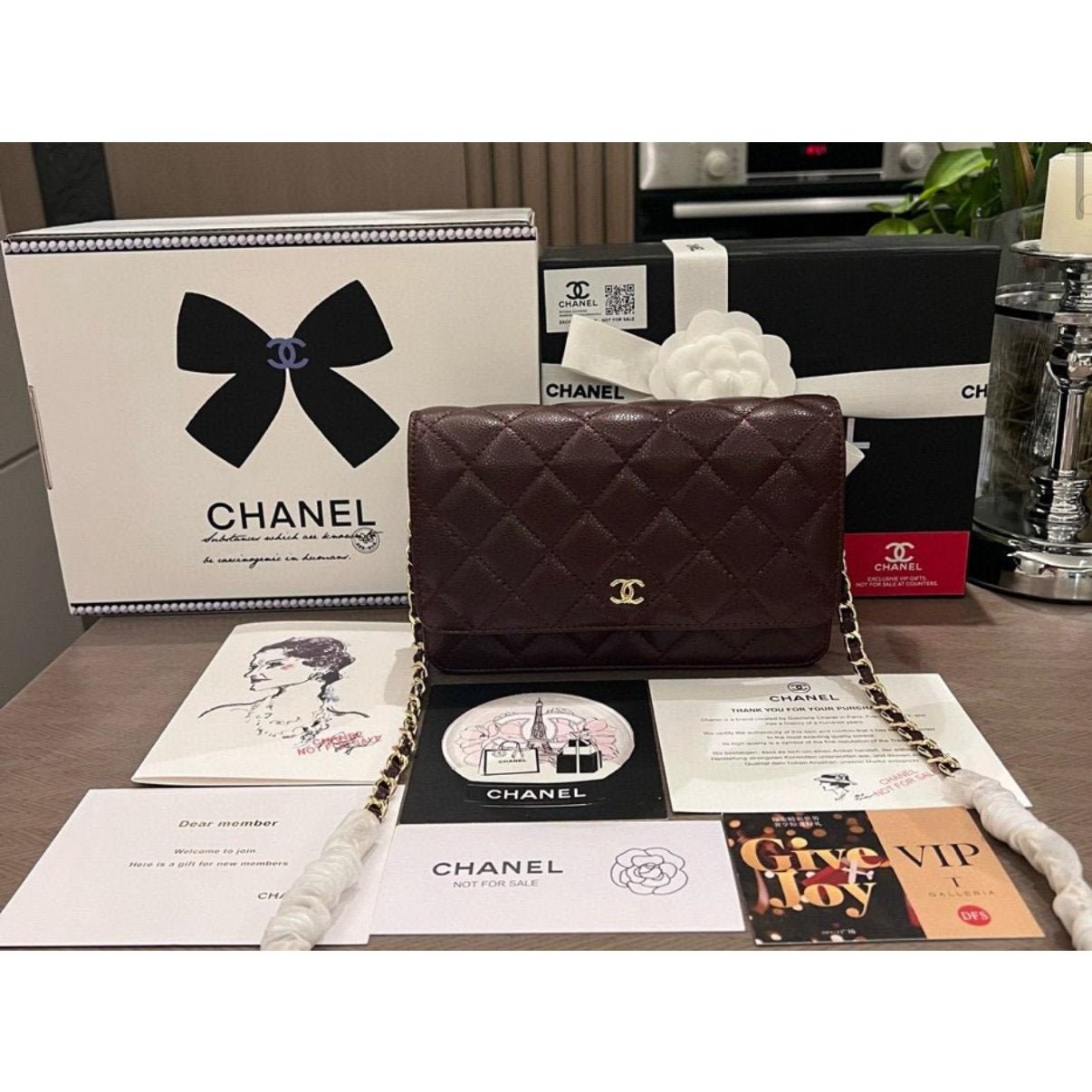 Chanel Beauty WOC, Bordeaux with Gold Hardware