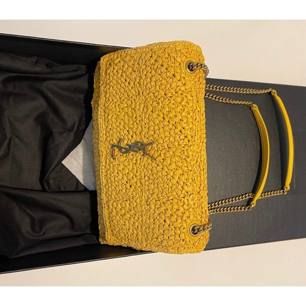 Yves Saint Laurent Yellow Raffia Medium Niki Bag NEW SOLD OUT STYLE NWB