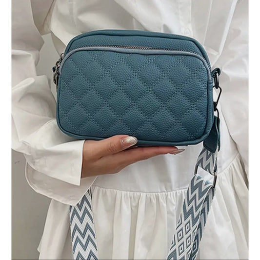 Quilted Vegan Leather Crossbody Camera  Teal - NWT