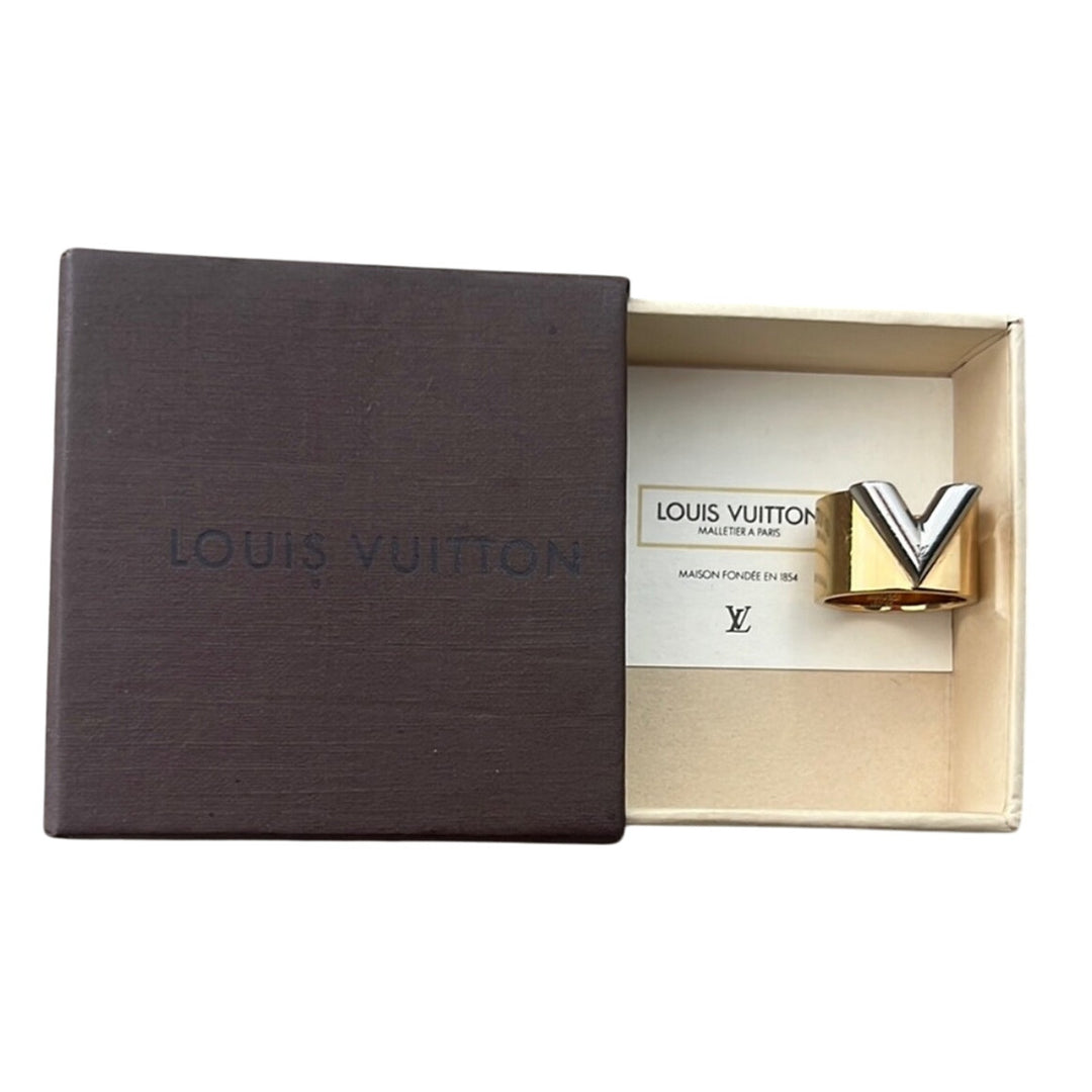 Louis Vuitton Bague Essential V Gold Tone Ring SZ 7