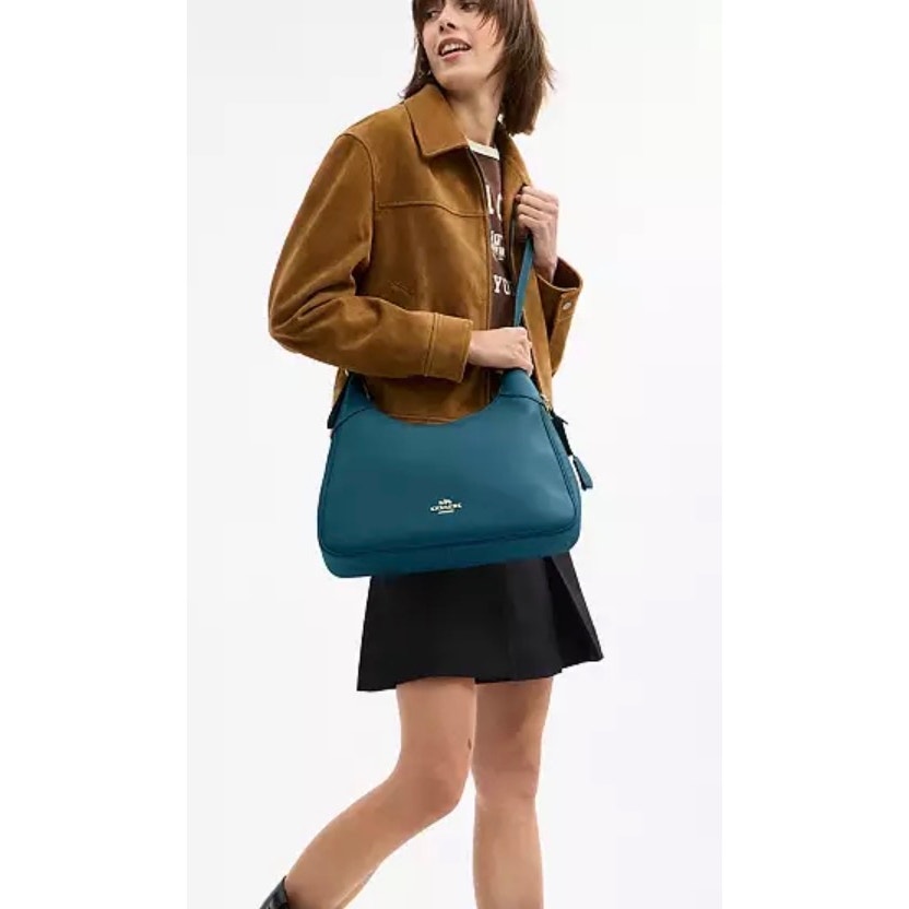 Coach Ella Shoulder Bag Teal W Gold Hardware NWT