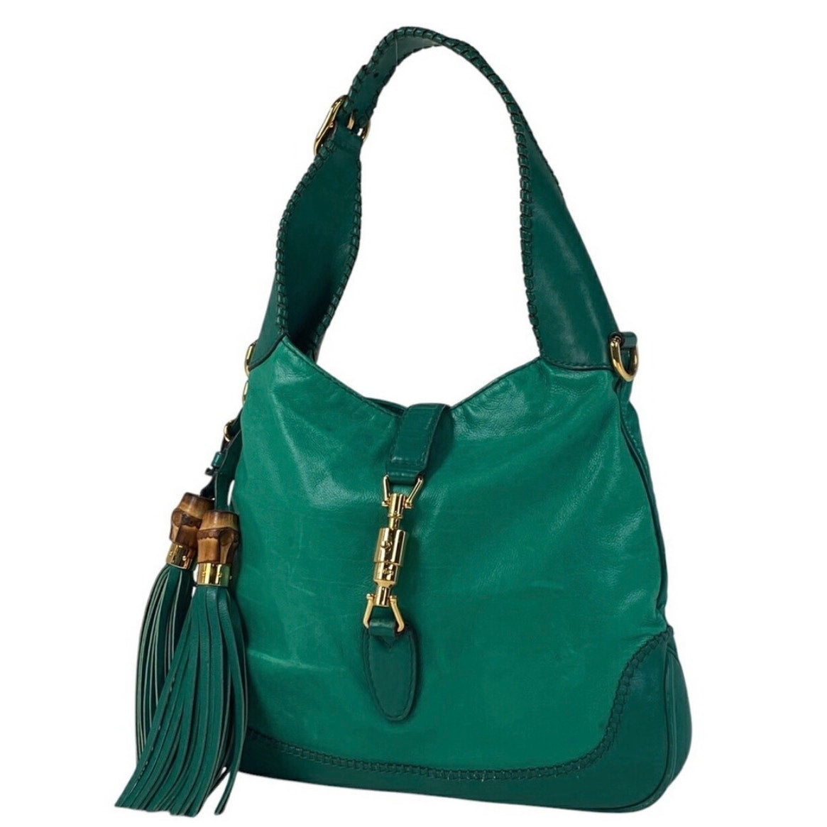 Gucci Jackie Bamboo Large Teal Hobo