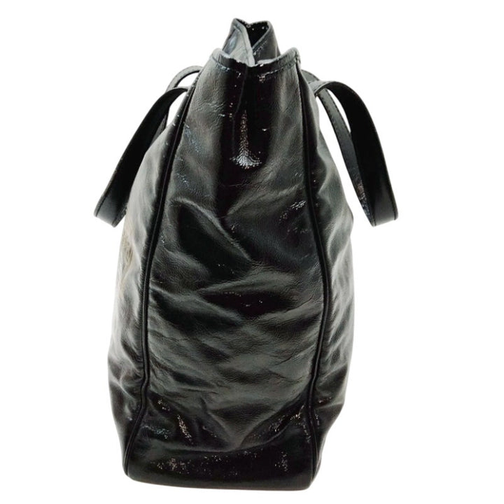 YVES SAINT LAURENT RIVE GAUNCH BLACK PATTON LEATHER TOTE EUC