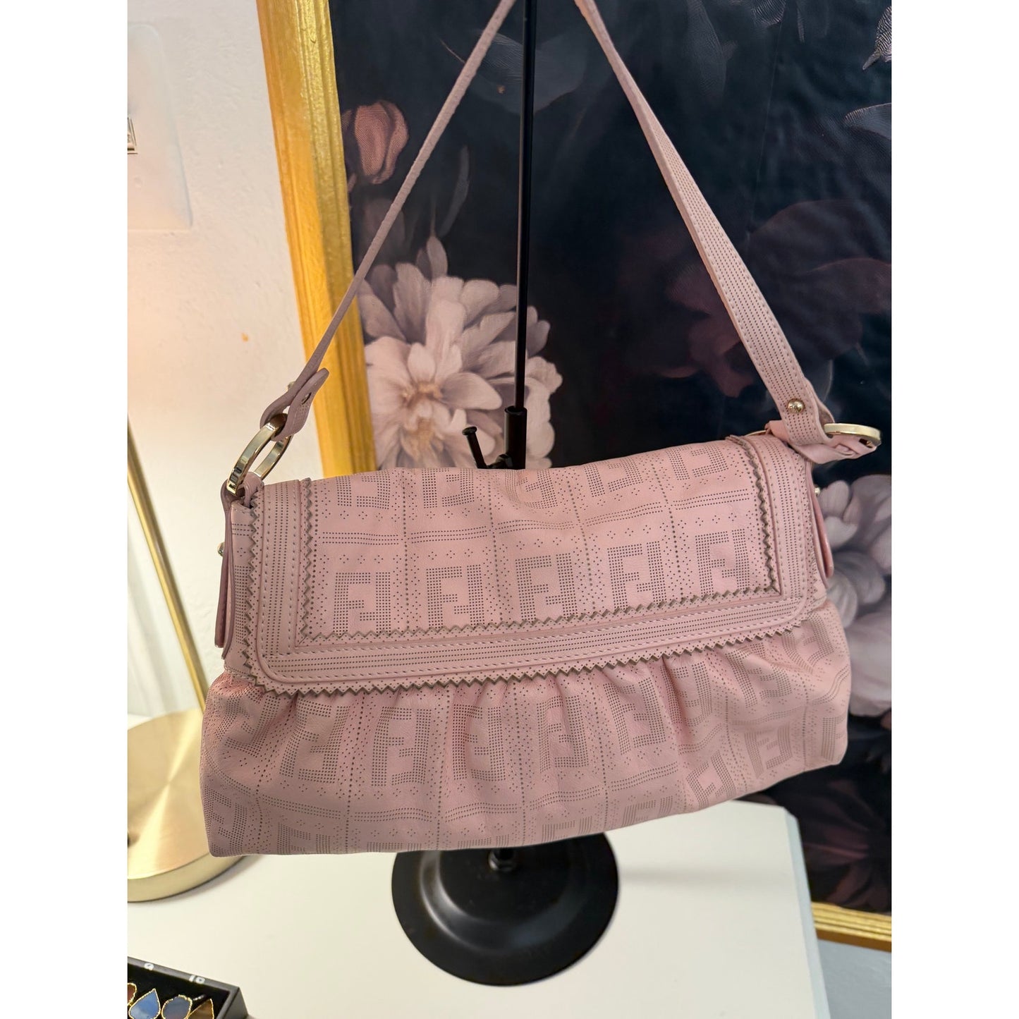 Fendi Leather Pink Peforated Chefs Bag - Pristine