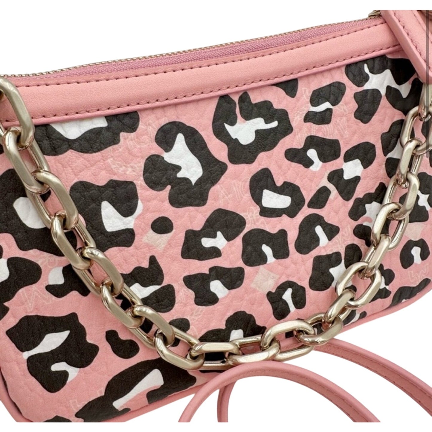 MCM AREN LEOPARD PRINT CHAIN LINKED SHOULDER BAG NEW W BOX AND DUSTBAG
