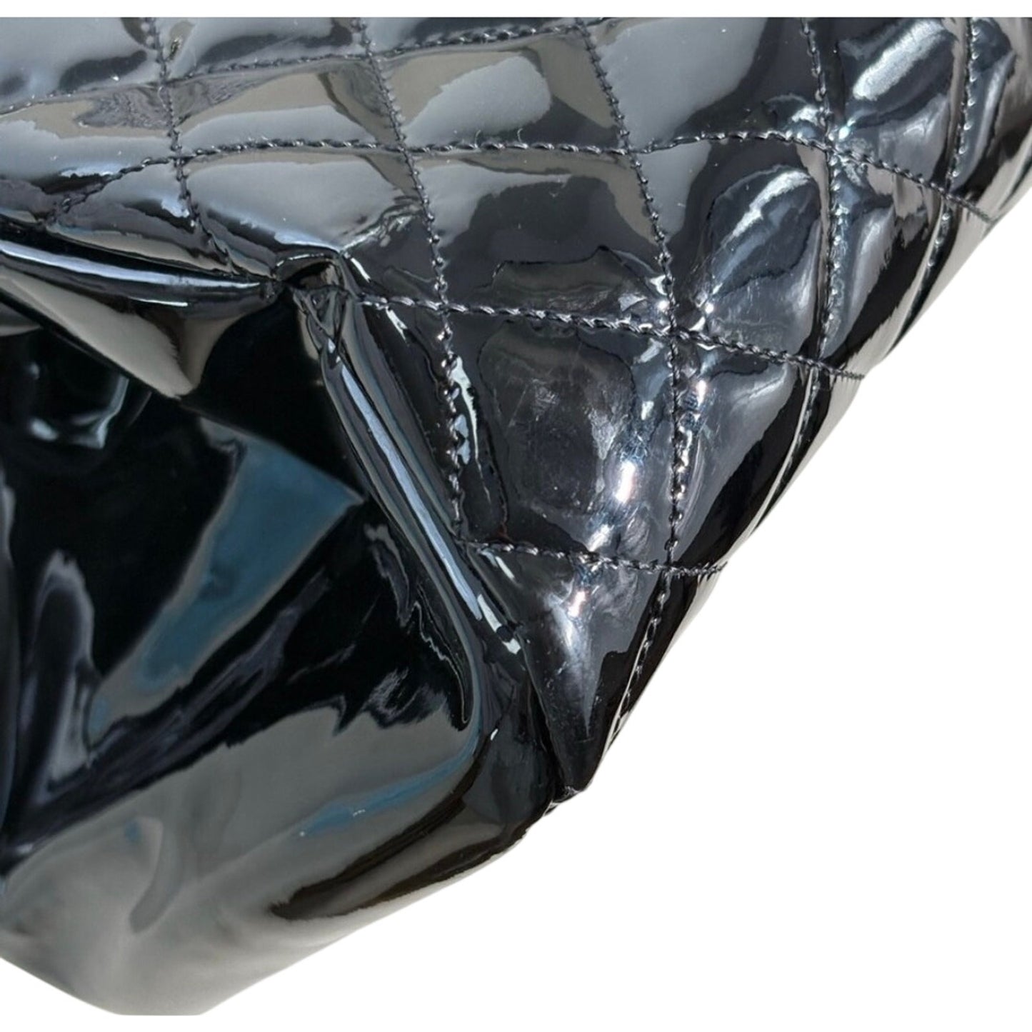 Chanel Black Quilted Patent Leather XL Just Mademoiselle Pristine