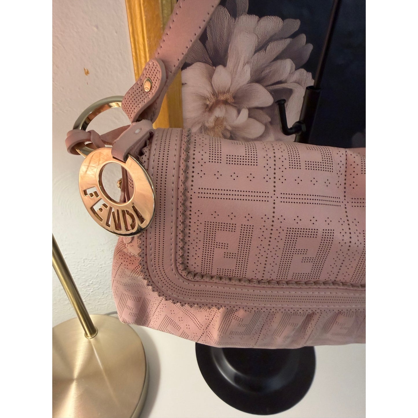 Fendi Leather Pink Peforated Chefs Bag - Pristine