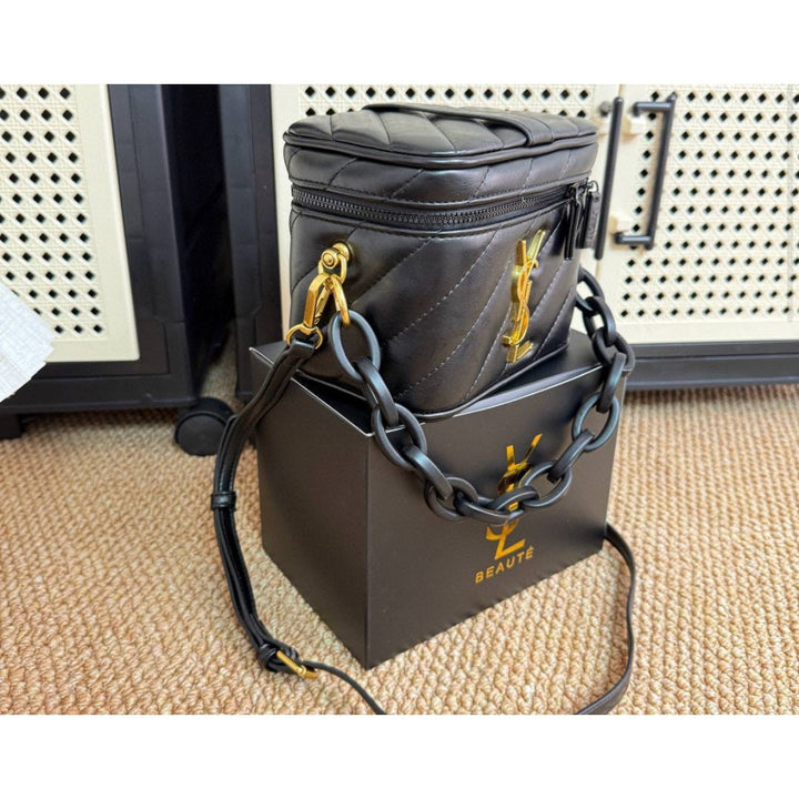 YSL GWP NOVELTY MAKE UP CASE BLACK/GOLD Chain and crossbody